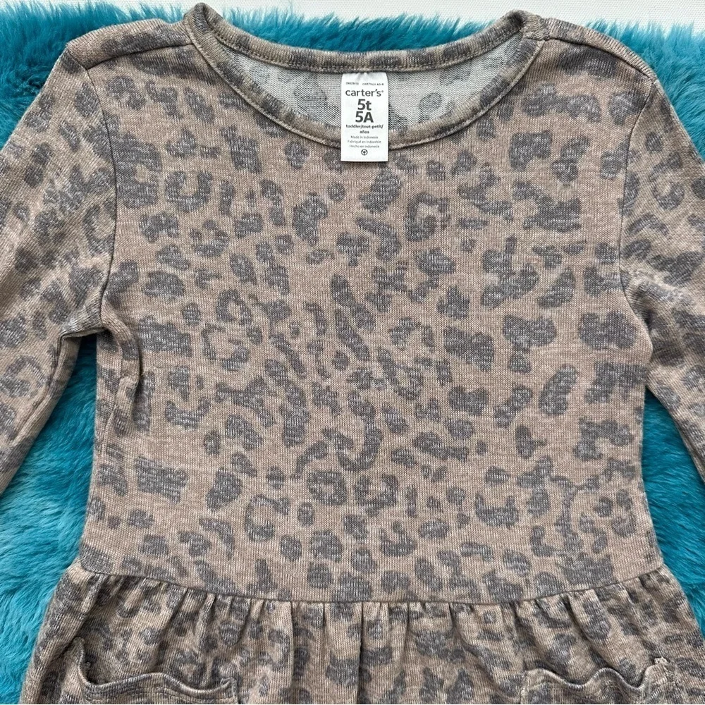Carter's Brown Leopard Print Kids Dress Size 5T